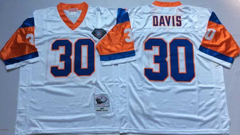 Broncos 30 Terrell Davis White M&N Throwback Jersey